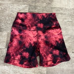 90 degree tie dye red shorts